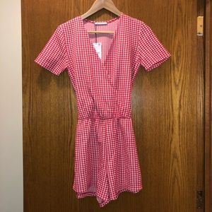 Red Gingham Zara Romper NWT